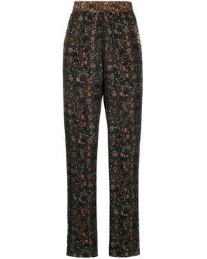 Isabel Marant Ozio Floral-Print Silk Trousers - Black