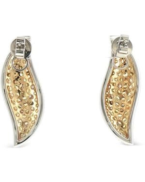 HYT Jewelry Pendientes Con Motivo De Hoja Y Diamantes - Metálico