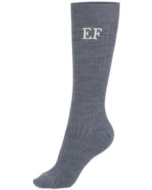 Elisabetta Franchi Stretch Wool Socks With Logo - Gray