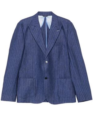 Daniele Alessandrini Pinstripe-Pattern Notched-Lapel Jacket - Blue