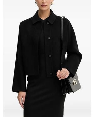 BOSS Button-Fastening Collared Single-Breasted Coat - Black