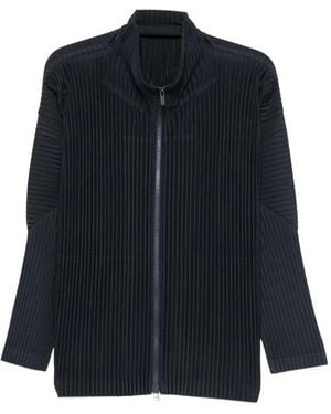 Homme Plissé Issey Miyake Pleated Zip-Up Cardigan - Blue