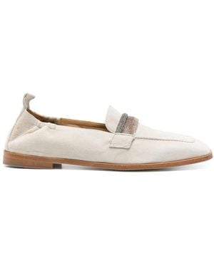 Eleventy Crystal-Embellished Loafers - White
