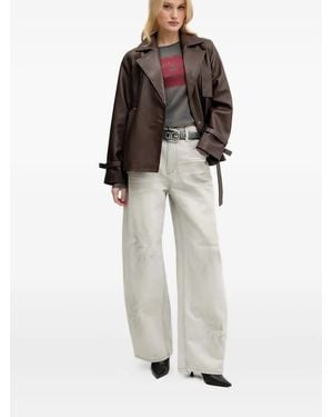 Miss Sixty Logo-Patch Frayed Denim Jeans - White