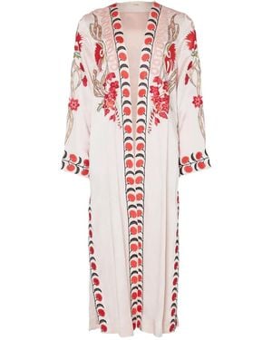 Temperley London Abrigo Remi Largo Bordado - Blanco