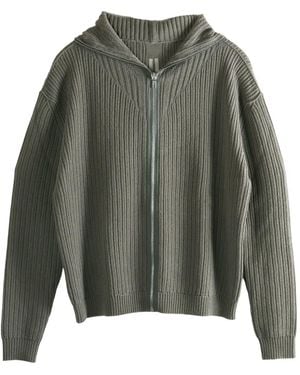 Rick Owens Ribbed Zip-Up Hoodie - Grey