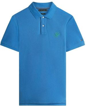 Tommy Hilfiger Logo-Signature Cotton Polo Shirt - Blue