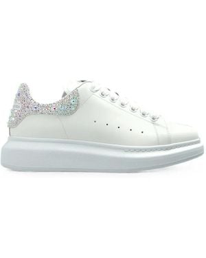 McQueen Oversized Crystal-Embellished Sneakers - White