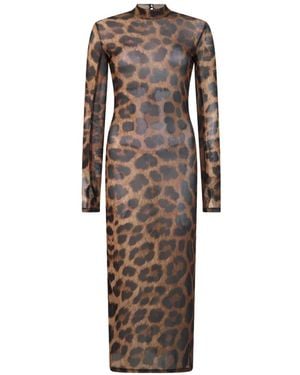 Philipp Plein Leopard-Print Open-Back Dress - Brown