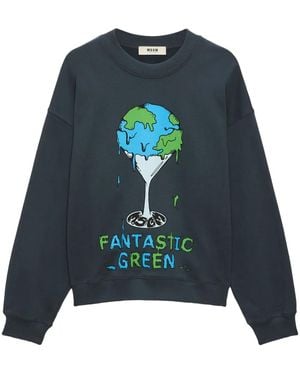 MSGM Sweater Met Print - Blauw