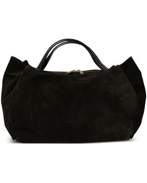 Avenue Suede Leather Tote Bag - Black
