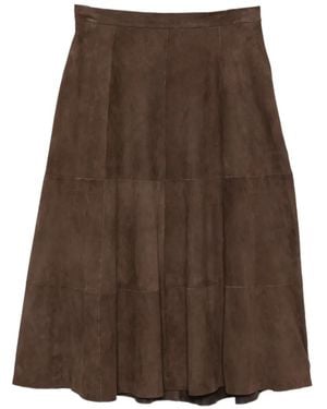 Antonelli Panelled Suede Maxi Skirt - Brown