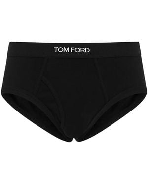 Tom Ford Grosgrain-Waistband Jersey Briefs - Black