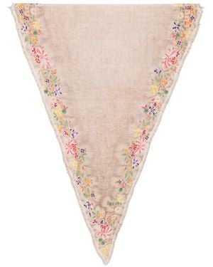 Faliero Sarti Floral-embroidered Frayed Scarf - Natural