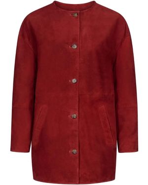 Loulou de Saison Waren Single-Breasted Suede Coat - Red