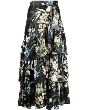 Bambah Gardenia Ruffled Midi Skirt - Black