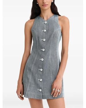 Matthew Bruch Button-Up Racerback Mini Dress - Blue