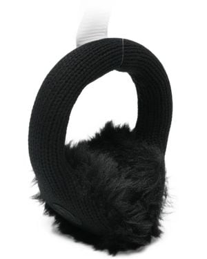 Moncler Logo-Patch Chunky-Knit Earmuffs - Black