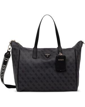 Guess Latona Logo-Monogram Zip-Fastening Tote Bag - Black