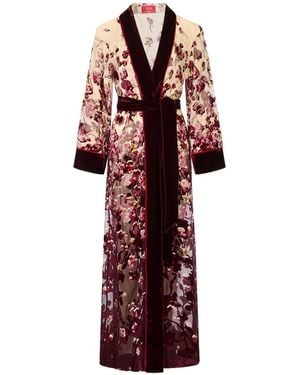 F.R.S For Restless Sleepers Empusa Devoré Velvet Robe - Red