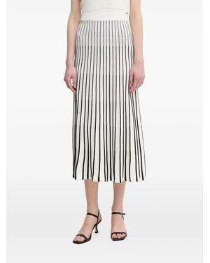 GAUDI Striped Midi Skirt - White