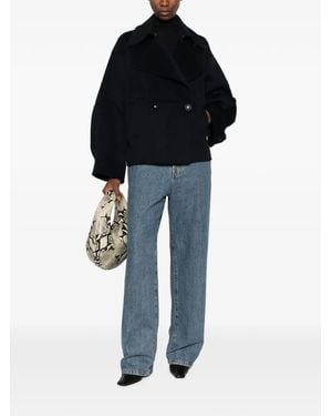 Erika Cavallini Semi Couture Point-Collar Double-Breasted Jacket - Bleu