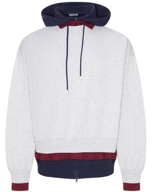 Balenciaga Layered Frayed-Lettering Hoodie - White