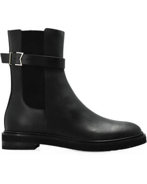 Max Mara Apio Buckle-Strap Leather Chelsea Boots - Black