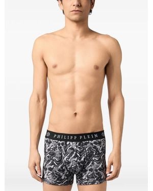 Philipp Plein Baby Dragon Swirl-Print Boxers - Blue