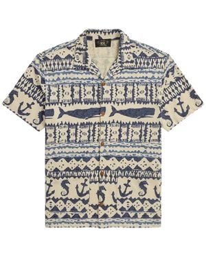 RRL Kurzärmeliges Hemd Mit Marine-Print - Grau