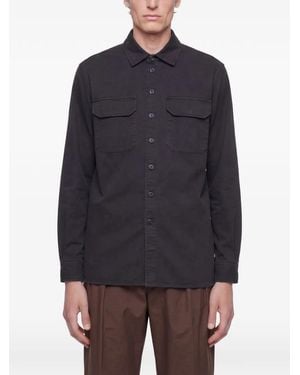 White Sand Cotton Shirt Jacket - Blue