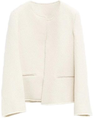 TOTEME Open-Front Bouclé Blazer Ecru - White
