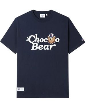 Chocoolate Bear-Motif T-Shirt - Blue