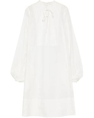 By Malene Birger Tie-Neck Puff-Sleeve Mini Dress - White