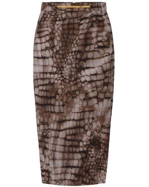 Elisabetta Franchi Cacao Viscose Skirt - Brown