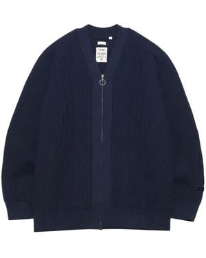 Nanamica Cardigan En Maille Nervurée À Fermeture Zippée - Blue