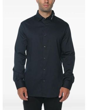 Emporio Armani Logo-Embroidered Shirt - Blue
