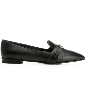 Ferragamo Gancini Plaque Leather Loafers - Black