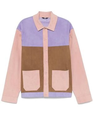 Gcds Colour Block Suede Shirt Jacket - Pink