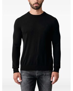 Trussardi Felpa Girocollo Con Logo Ricamato - Nero