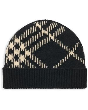 Burberry Berretto A Quadri - Nero