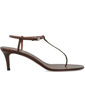 Paris Texas Crocodile-Effect Leather Sandals - White