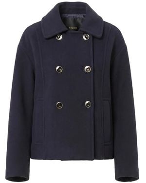 Pinko Double-Breasted Pleated Jacket - Blue
