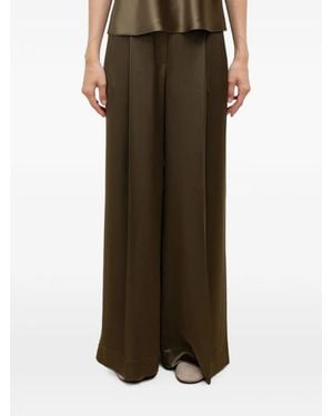Leset Satin-Finish Palazzo Pants - Brown