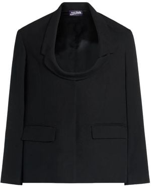 Jean Paul Gaultier Wool Boxy-Fit Blazer With A Structured Notched Collar - Black