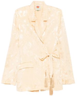 FARM Rio Tassel Belted Blazer - Natural