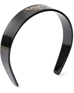 Prada Headband With Triangle Logo - Black