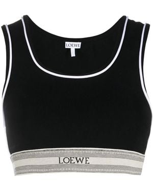 Loewe Stripe-Detailing Crop Top - Black
