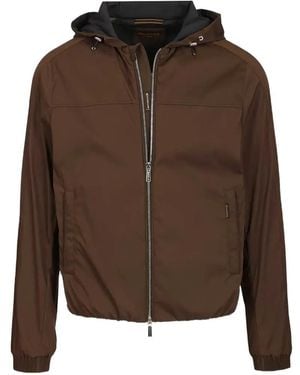 Moorer Hooded Zip-Up Jacket - Brown