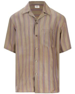 Saint Laurent Striped-Pattern Chest-Pocket Shirt - Natural